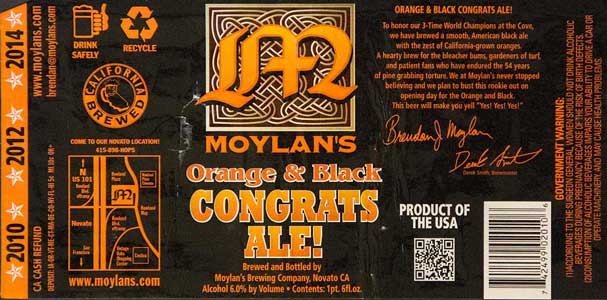 Moylan's - Orange & Black Congrats Ale!